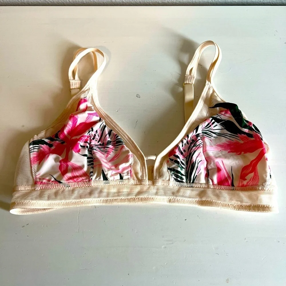 Lively Busty Bralette Size Medium Tropical Print Adjustsble Straps
